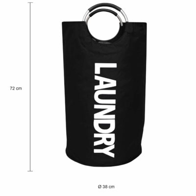 Makkelijk op te bergen zwarte wasmanden